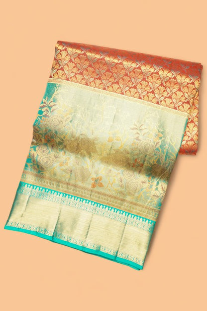 Taranga Kanchi Silk Tissue Brocade Red Saree