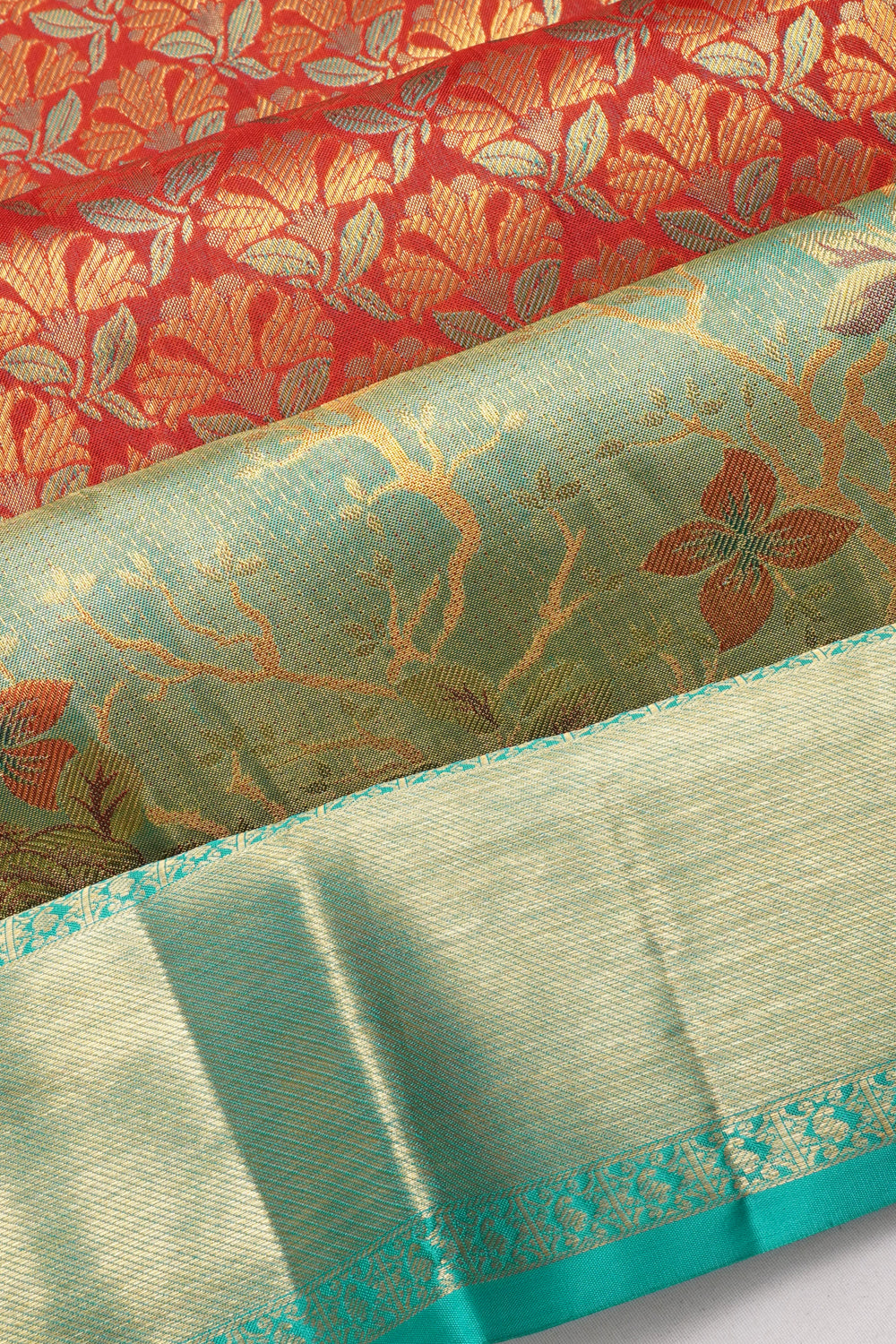 Taranga Kanchi Silk Tissue Brocade Red Saree