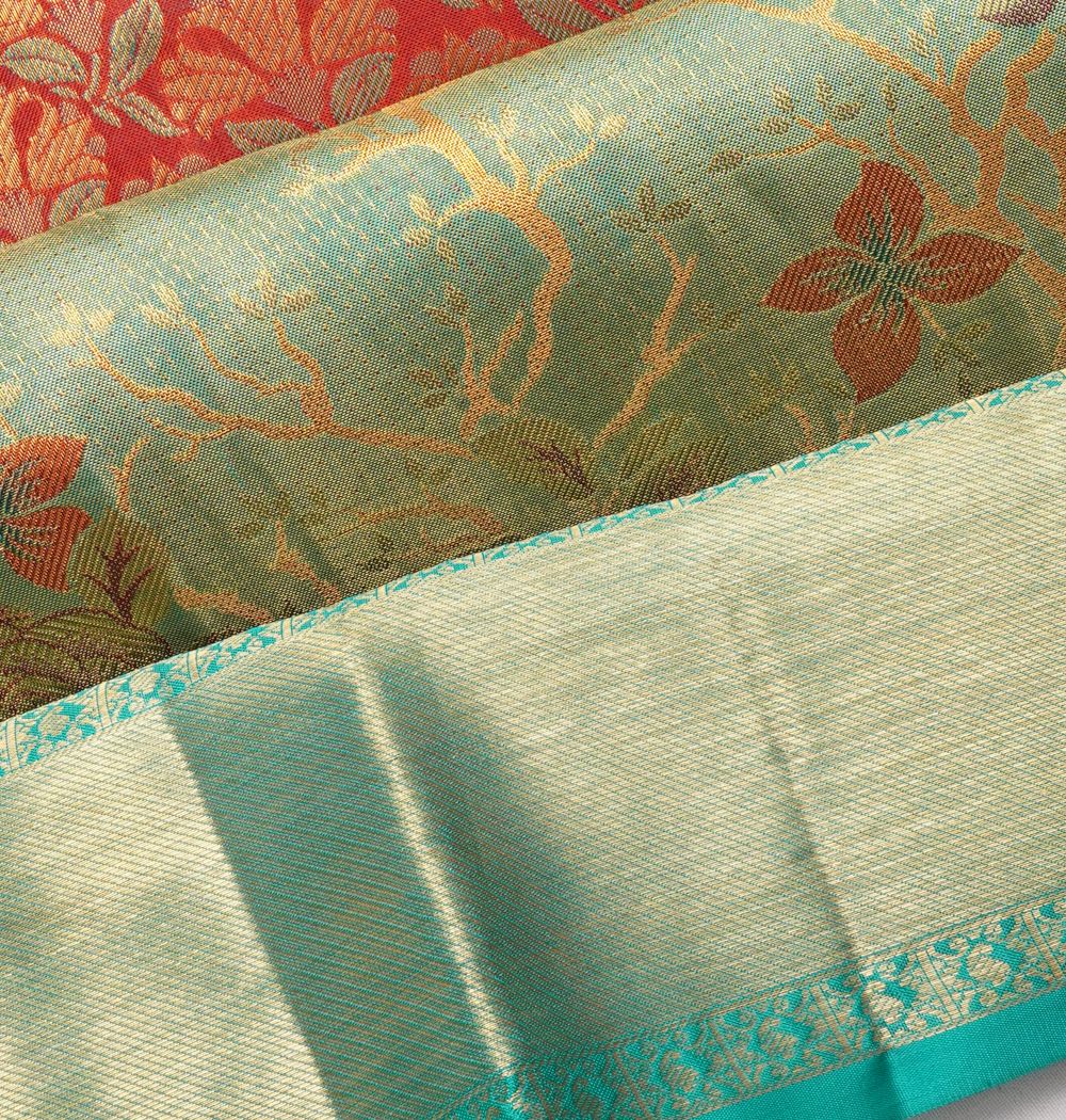 Taranga Kanchi Silk Tissue Brocade Red Saree