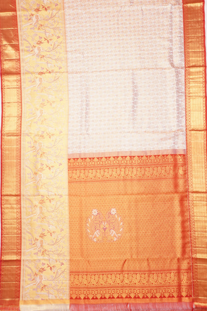 Taranga Kanchi Silk Brocade White Saree
