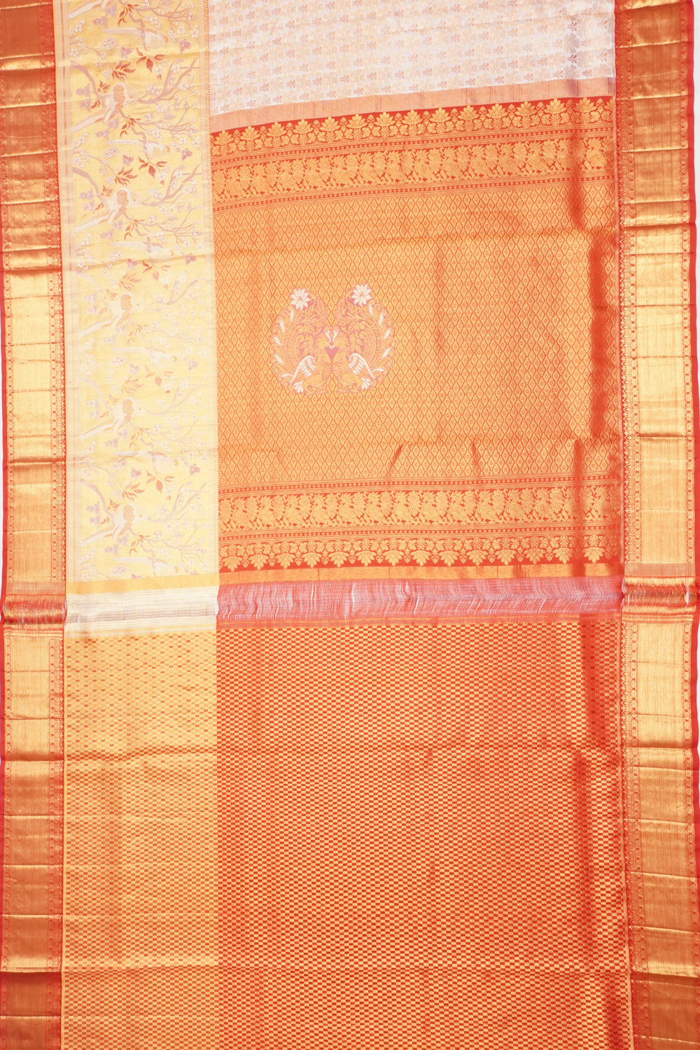 Taranga Kanchi Silk Brocade White Saree