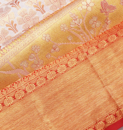 Taranga Kanchi Silk Brocade White Saree