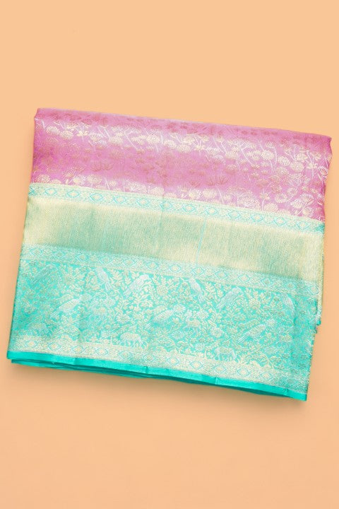 Taranga Kanchi Silk Brocade Pink Saree