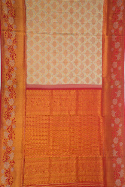 Taranga Kanchi Silk Tissue Brocade Cream Saree