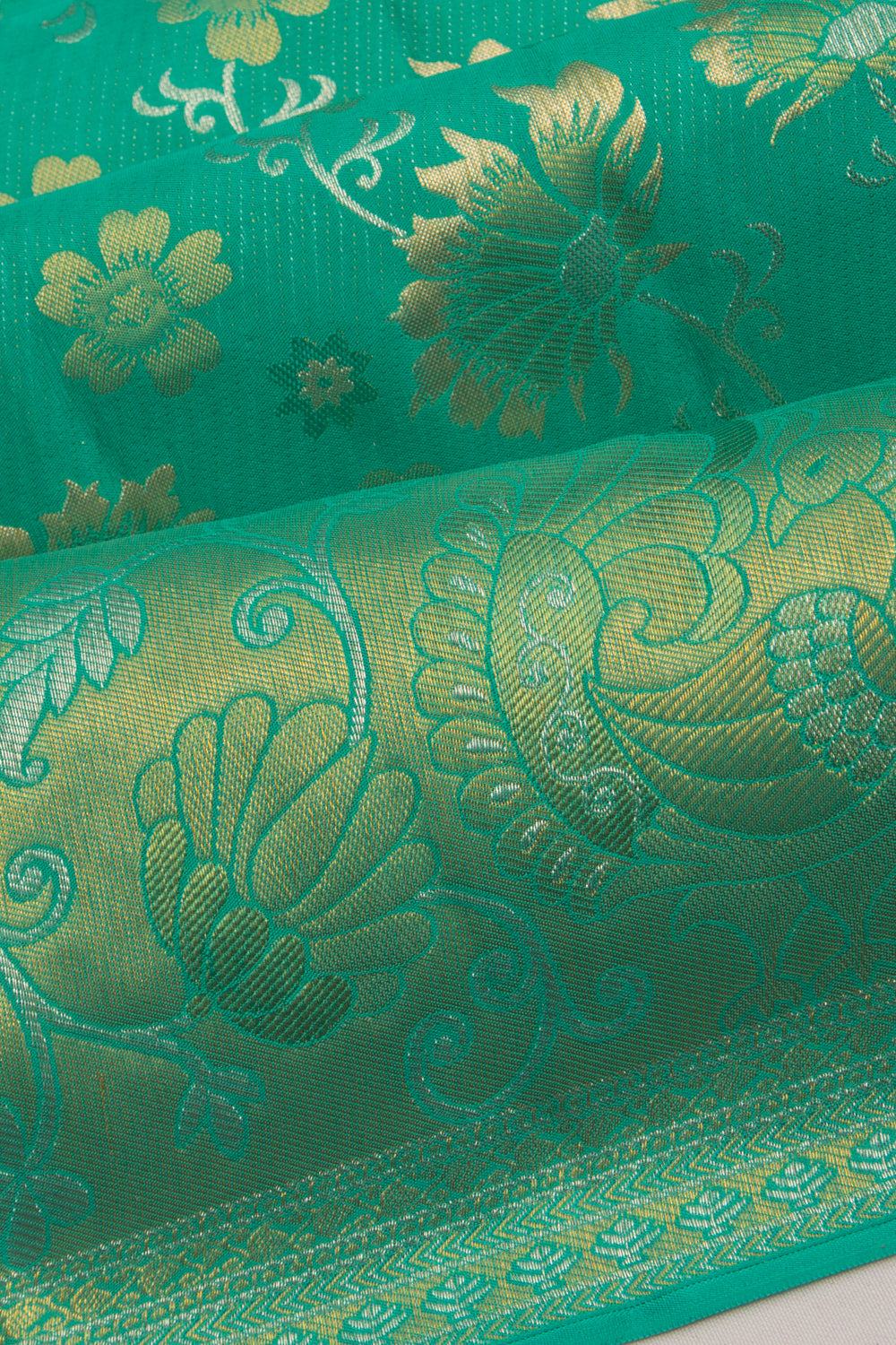 Taranga Kanchi Silk Brocade Green Saree