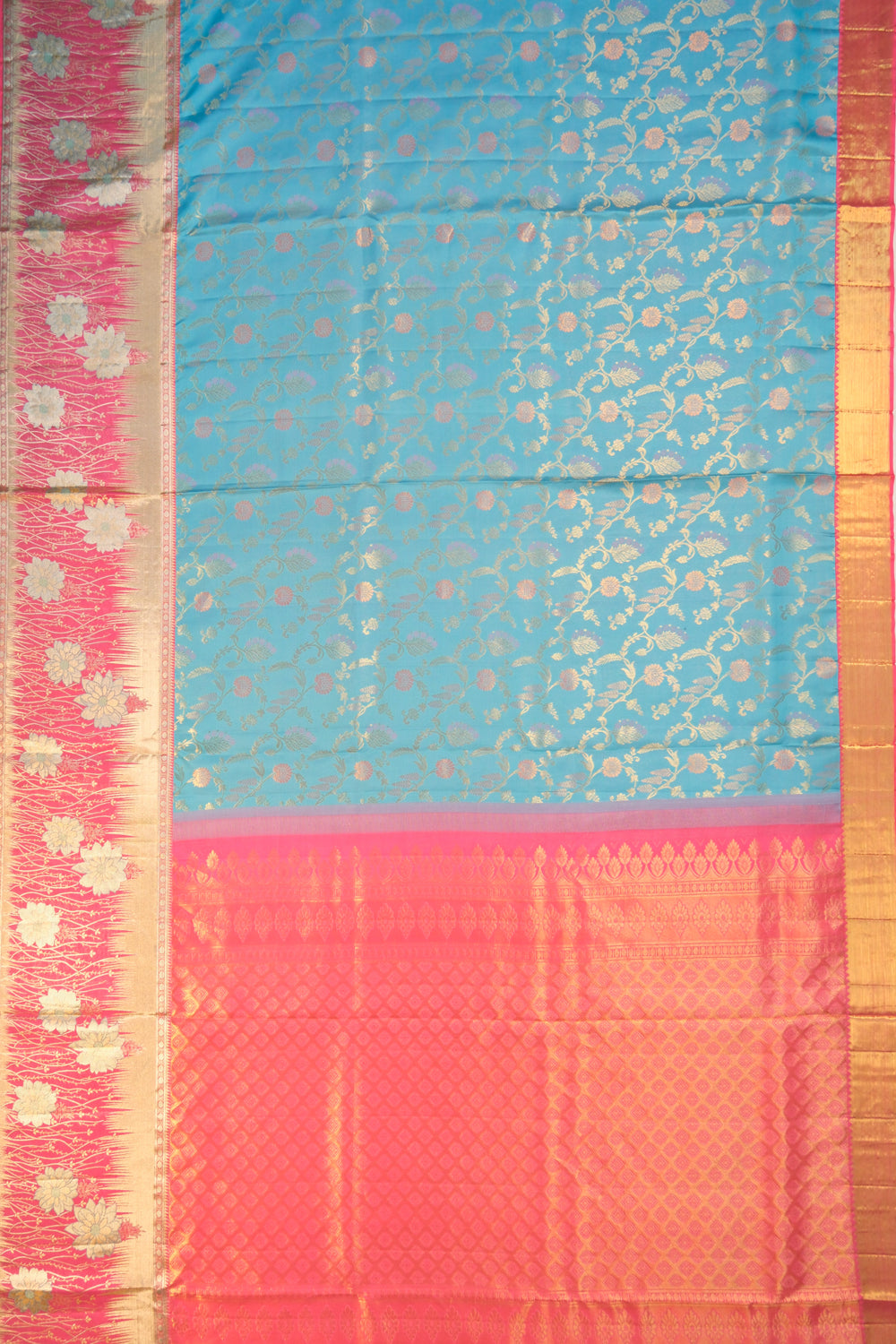 Taranga Kanchi Silk Brocade Jaal Sky Blue Saree