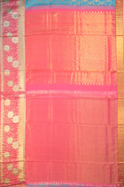Taranga Kanchi Silk Brocade Jaal Sky Blue Saree