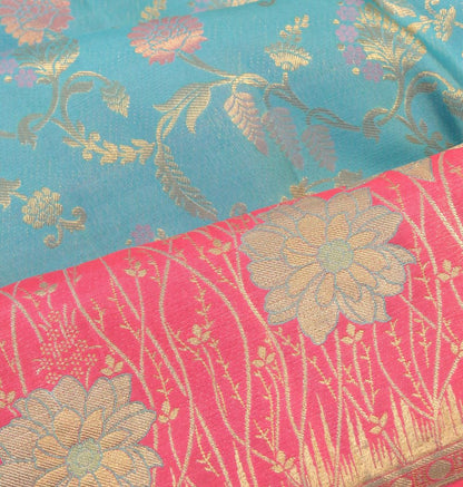 Taranga Kanchi Silk Brocade Jaal Sky Blue Saree