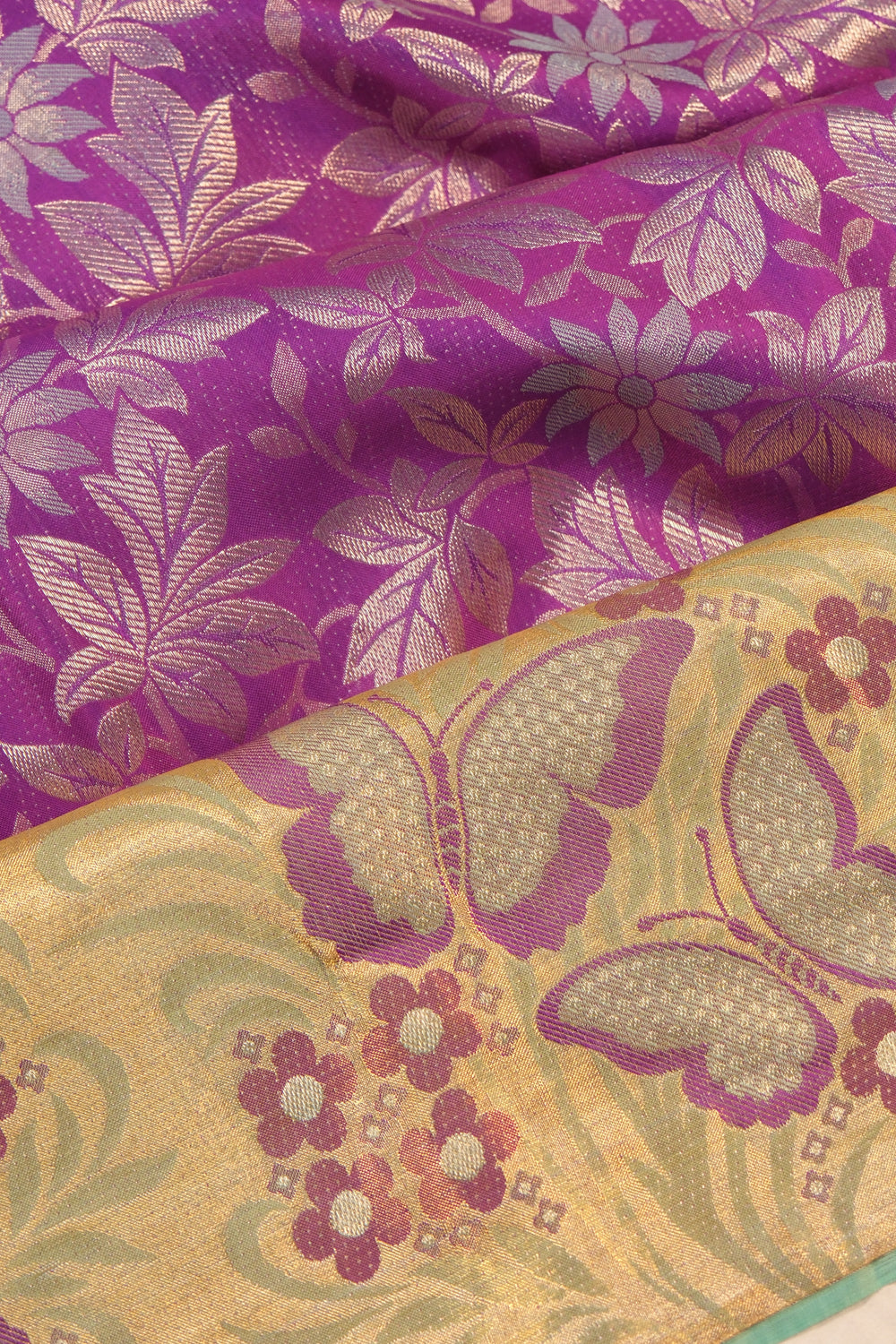 Taranga Kanchi Silk Brocade Violet Saree