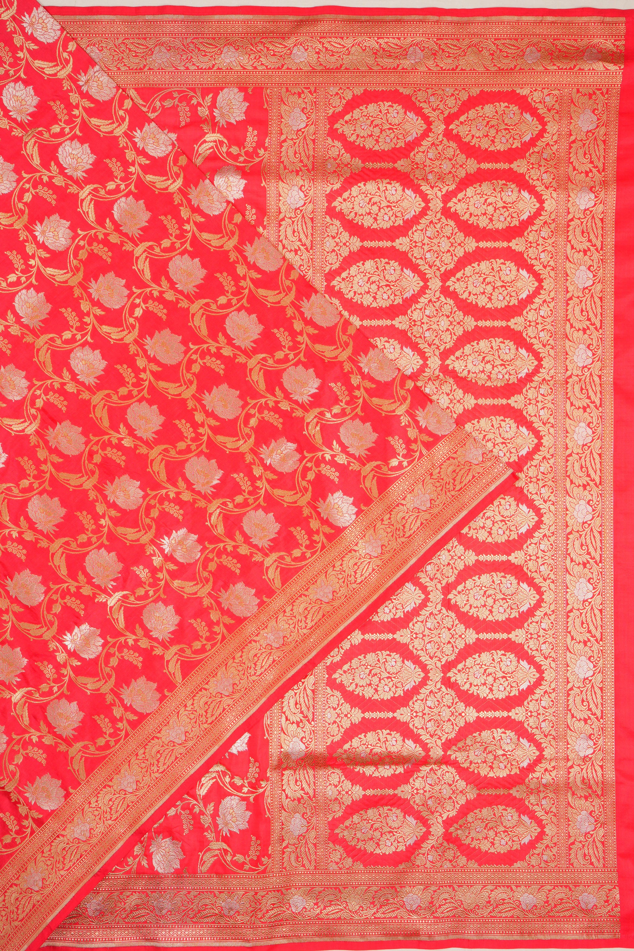 Banarasi Silk Jaal Reddish Pink Saree
