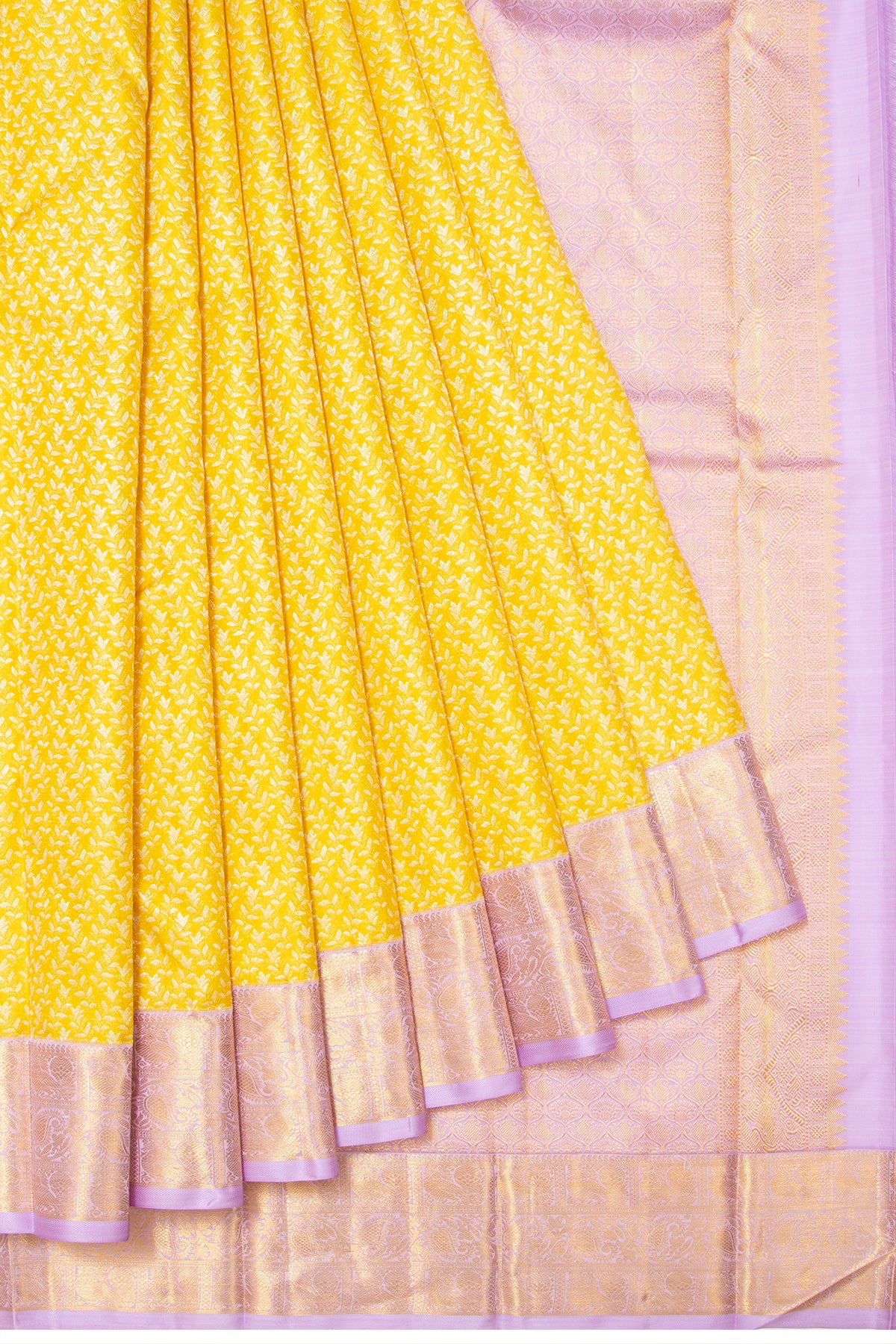 Kanchipuram Silk Brocade Yellow Saree