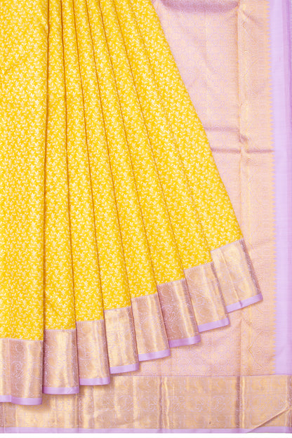 Kanchipuram Silk Brocade Yellow Saree