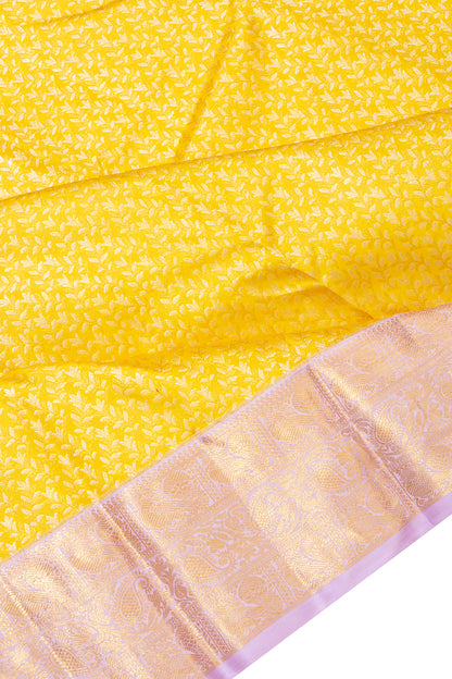 Kanchipuram Silk Brocade Yellow Saree