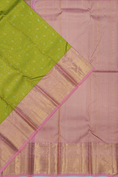 Kanchipuram Silk Brocade Parrot Green Saree