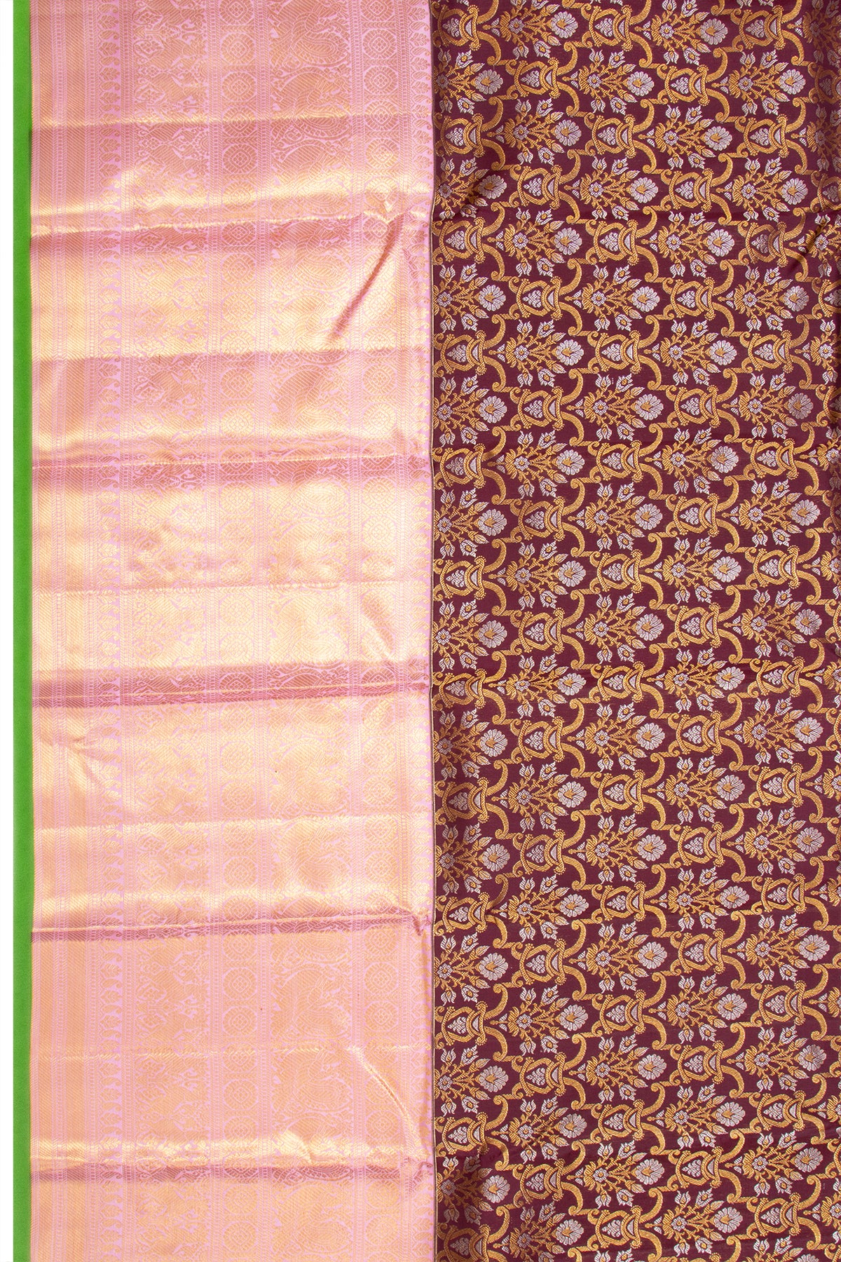 Kanchipuram Silk Brocade Brown Saree