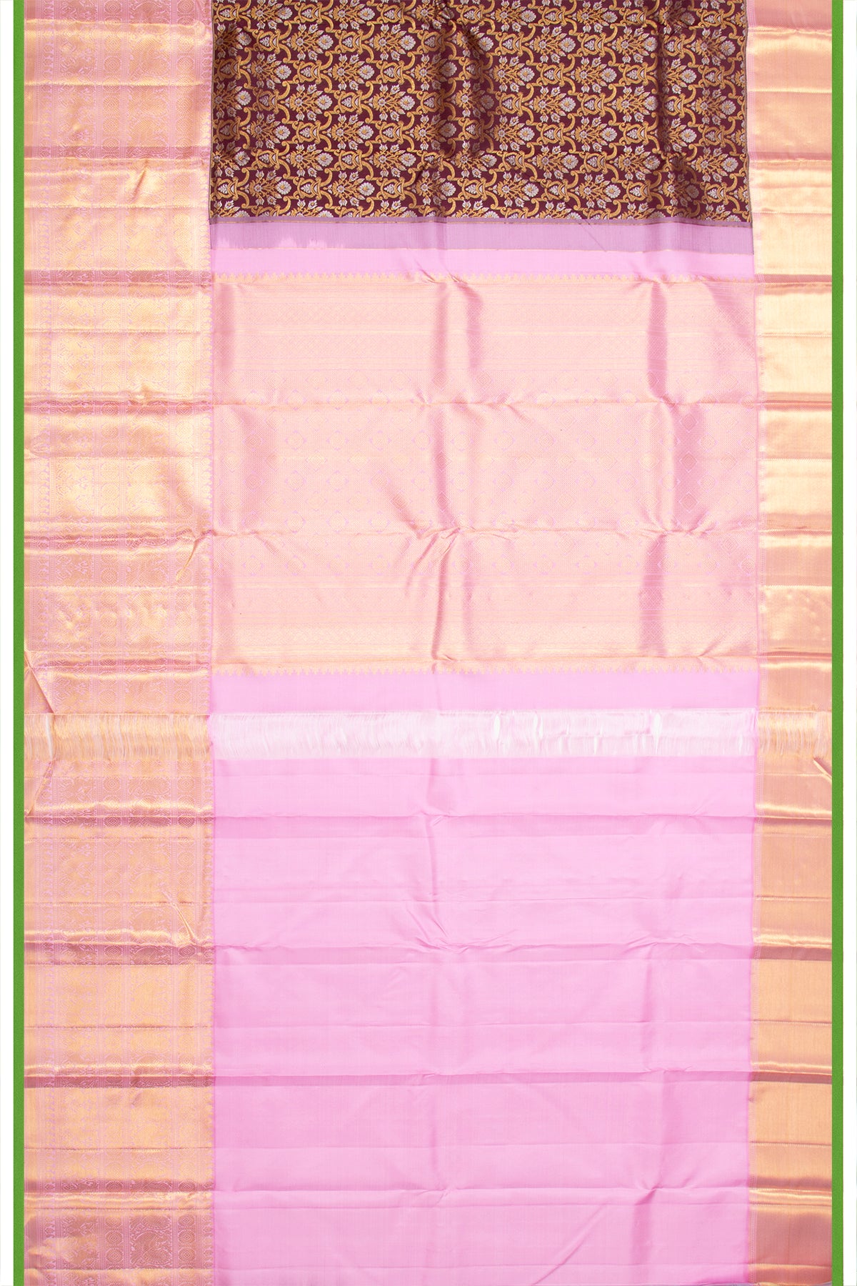Kanchipuram Silk Brocade Brown Saree