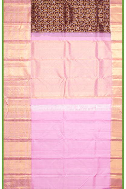 Kanchipuram Silk Brocade Brown Saree