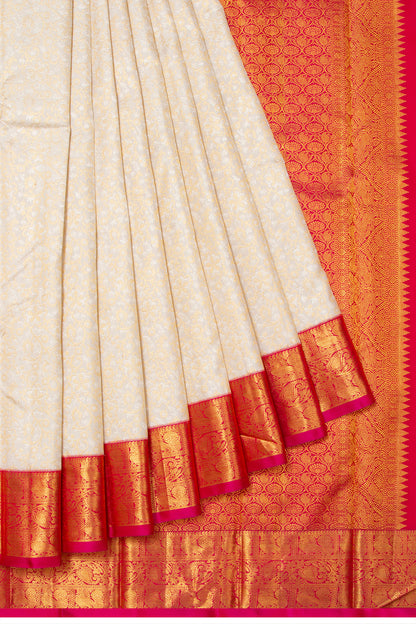 Kanchipuram Silk Brocade Off White Saree