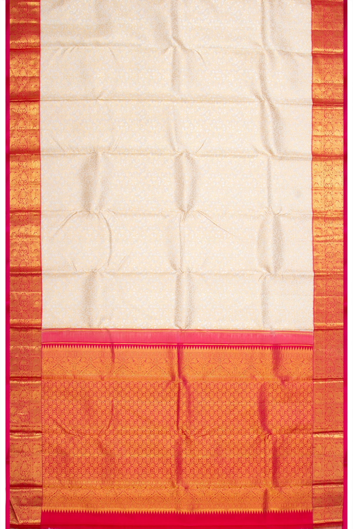Kanchipuram Silk Brocade Off White Saree