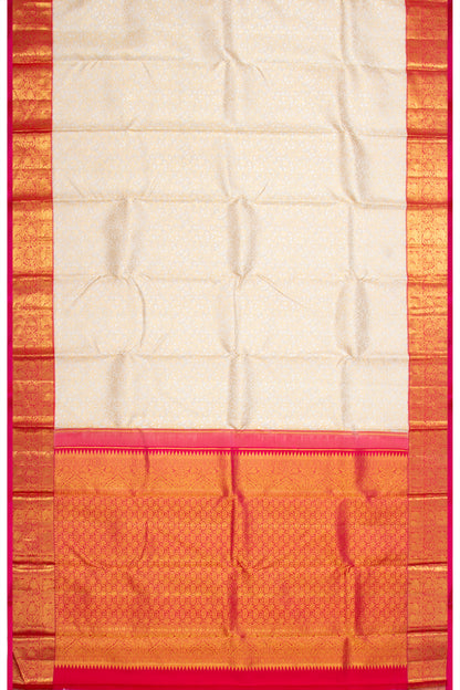 Kanchipuram Silk Brocade Off White Saree