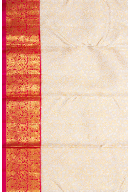 Kanchipuram Silk Brocade Off White Saree