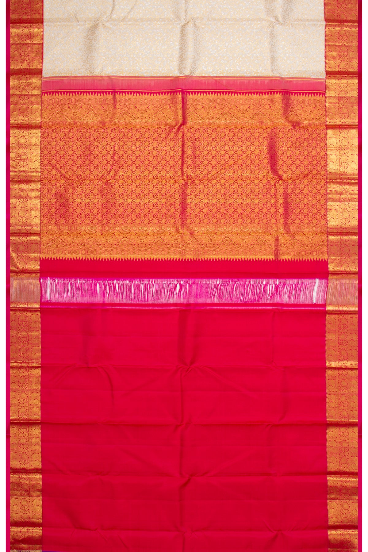 Kanchipuram Silk Brocade Off White Saree