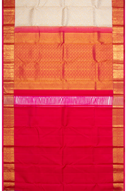 Kanchipuram Silk Brocade Off White Saree