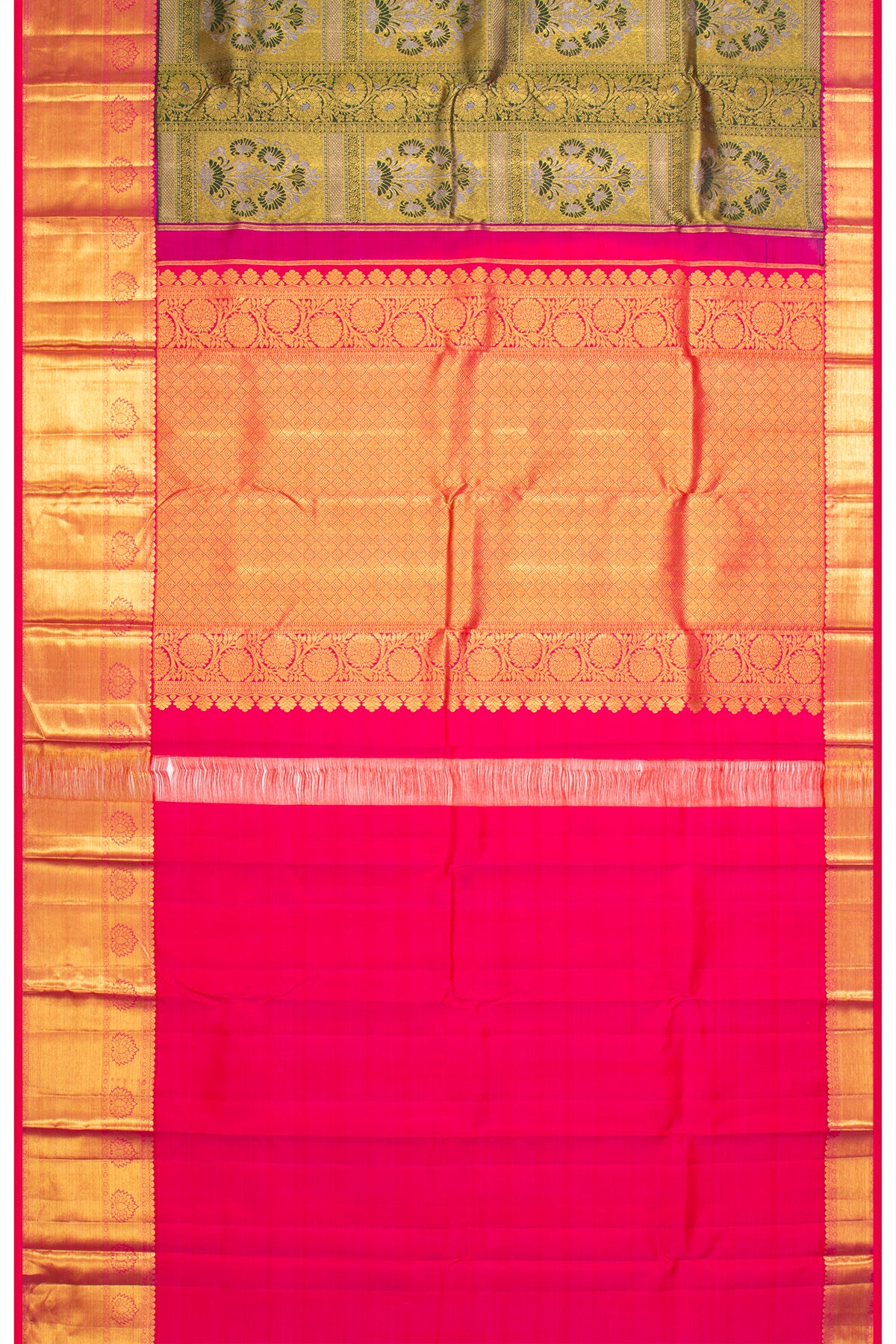 Kanchipuram Silk Brocade Bottle Green Saree