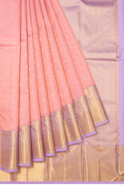 Kanchipuram Silk Brocade Baby Pink Saree