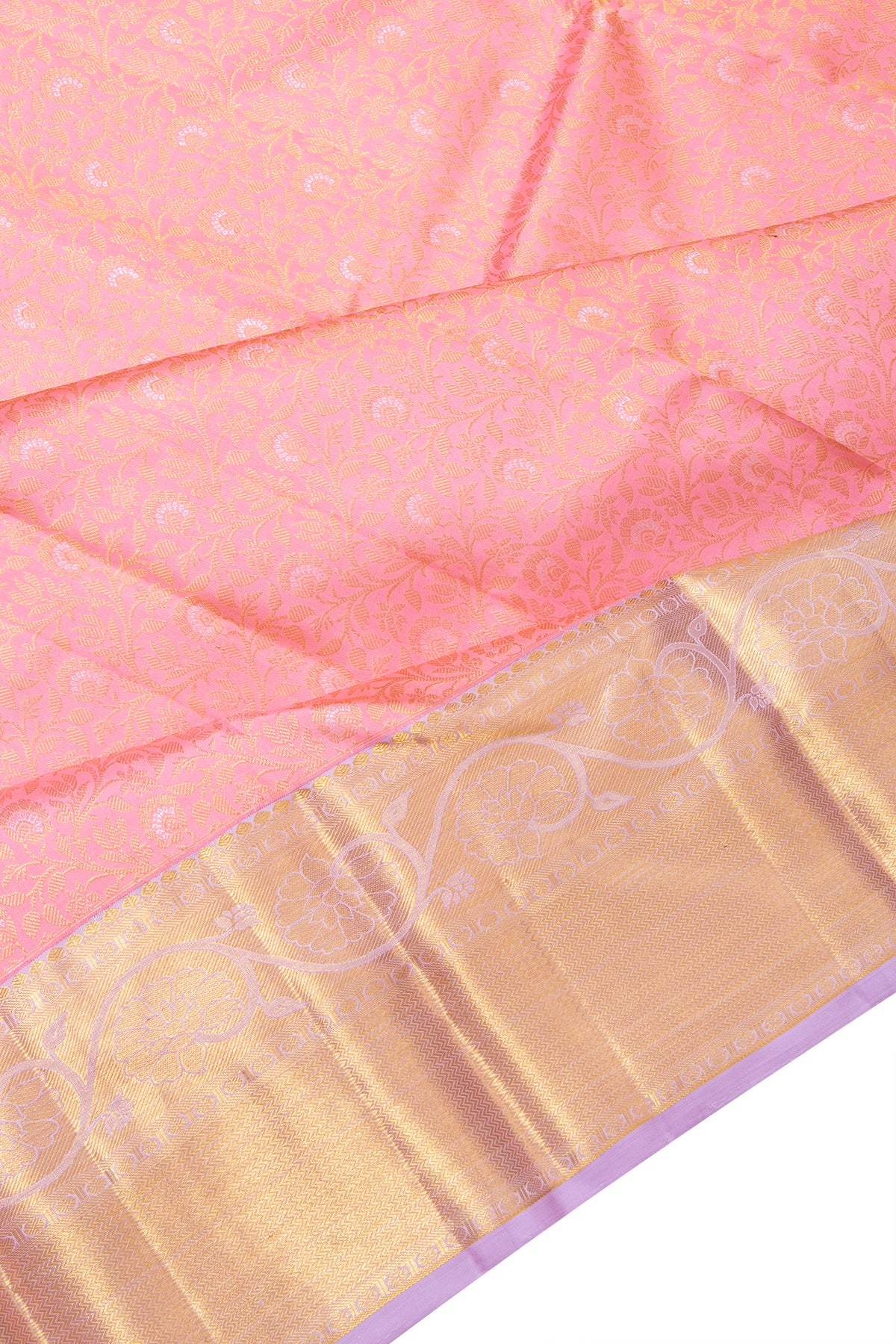 Kanchipuram Silk Brocade Baby Pink Saree