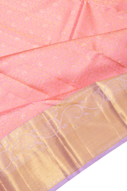 Kanchipuram Silk Brocade Baby Pink Saree