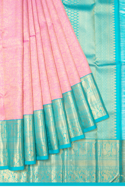 Kanchipuram Silk Vanasingaram Brocade Baby Pink Saree
