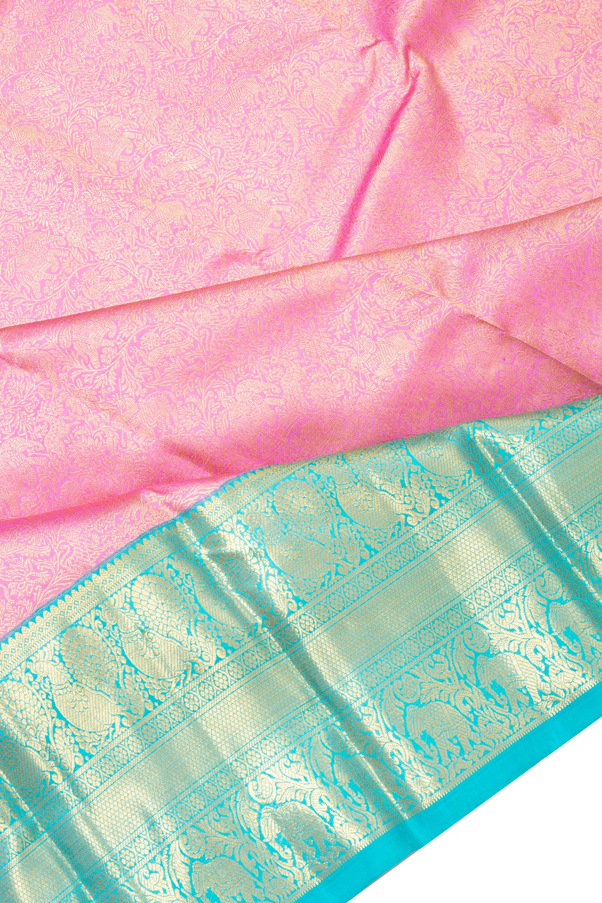 Kanchipuram Silk Vanasingaram Brocade Baby Pink Saree