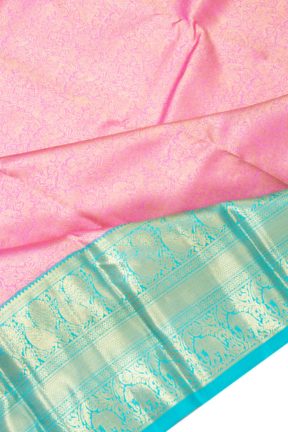 Kanchipuram Silk Vanasingaram Brocade Baby Pink Saree