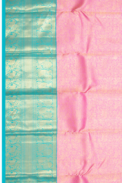Kanchipuram Silk Vanasingaram Brocade Baby Pink Saree