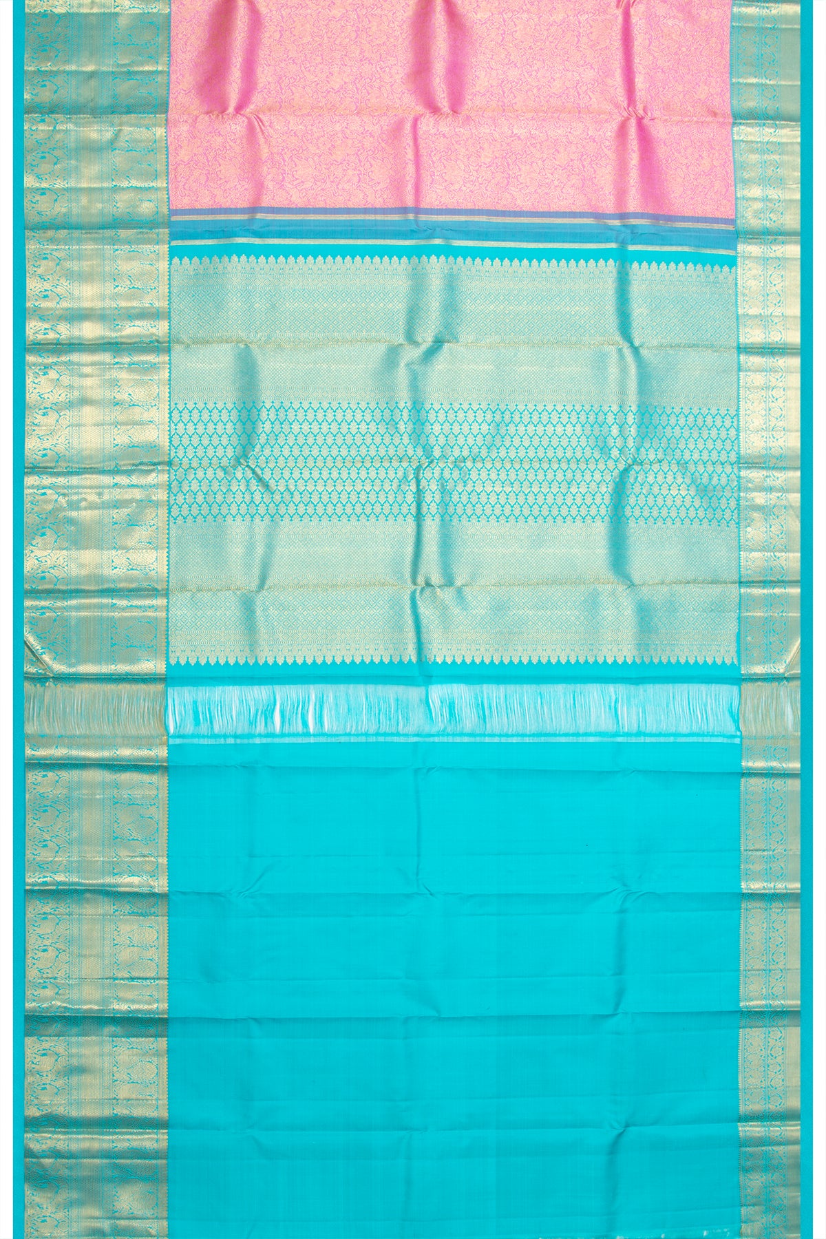 Kanchipuram Silk Vanasingaram Brocade Baby Pink Saree