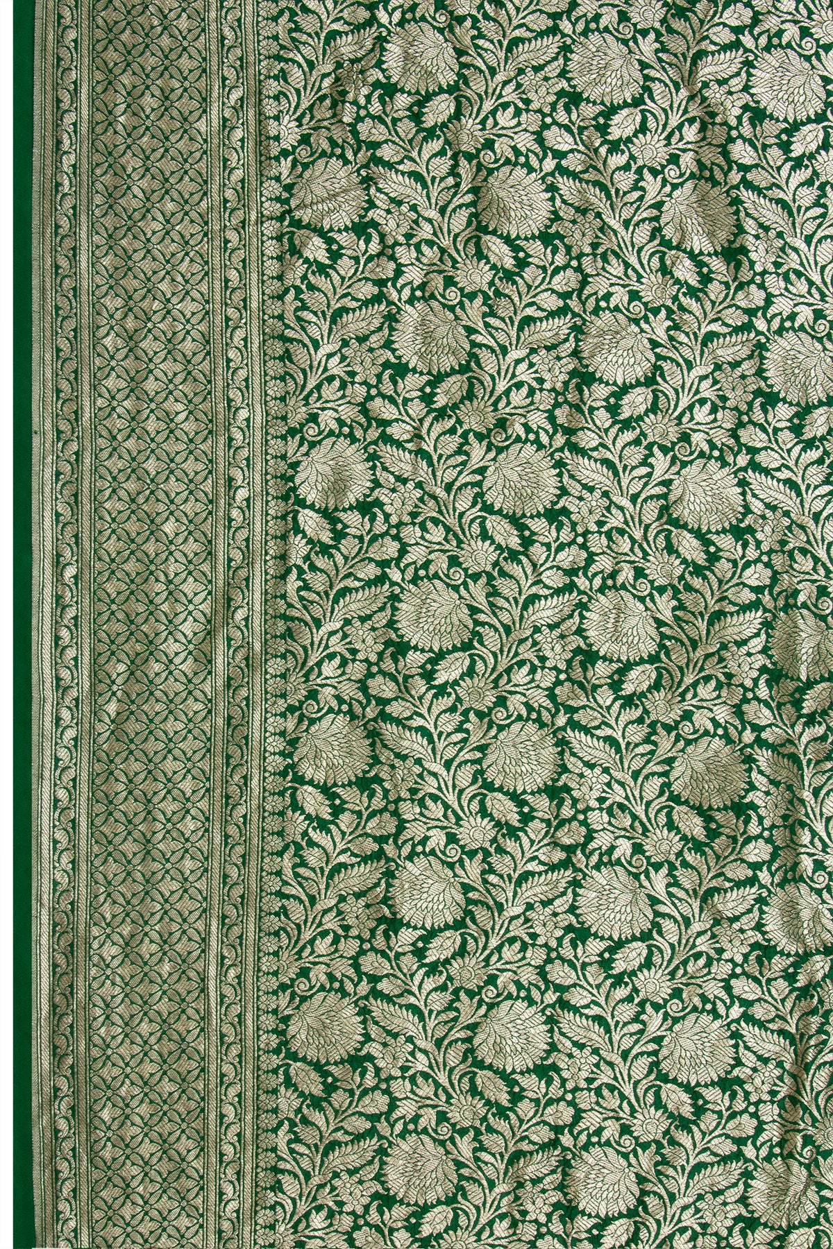 Banarasi Georgette Brocade Green Saree With Bandhani Pallu