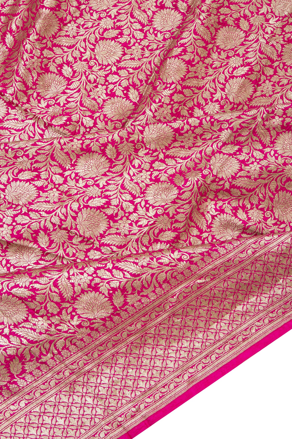 Banarasi Georgette Brocade Pink Saree With Bandhani Pallu