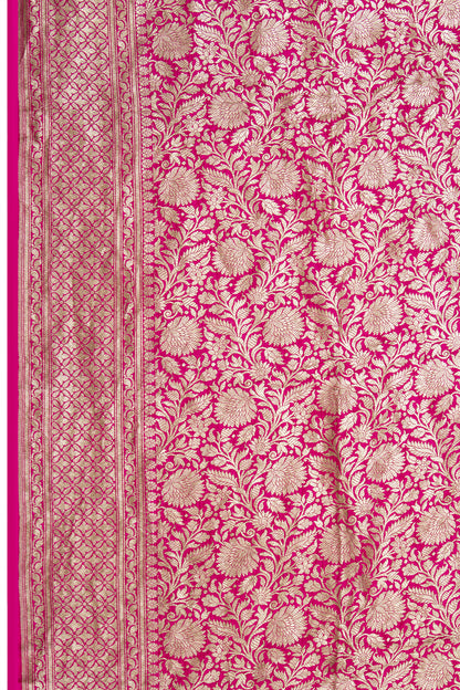 Banarasi Georgette Brocade Pink Saree With Bandhani Pallu