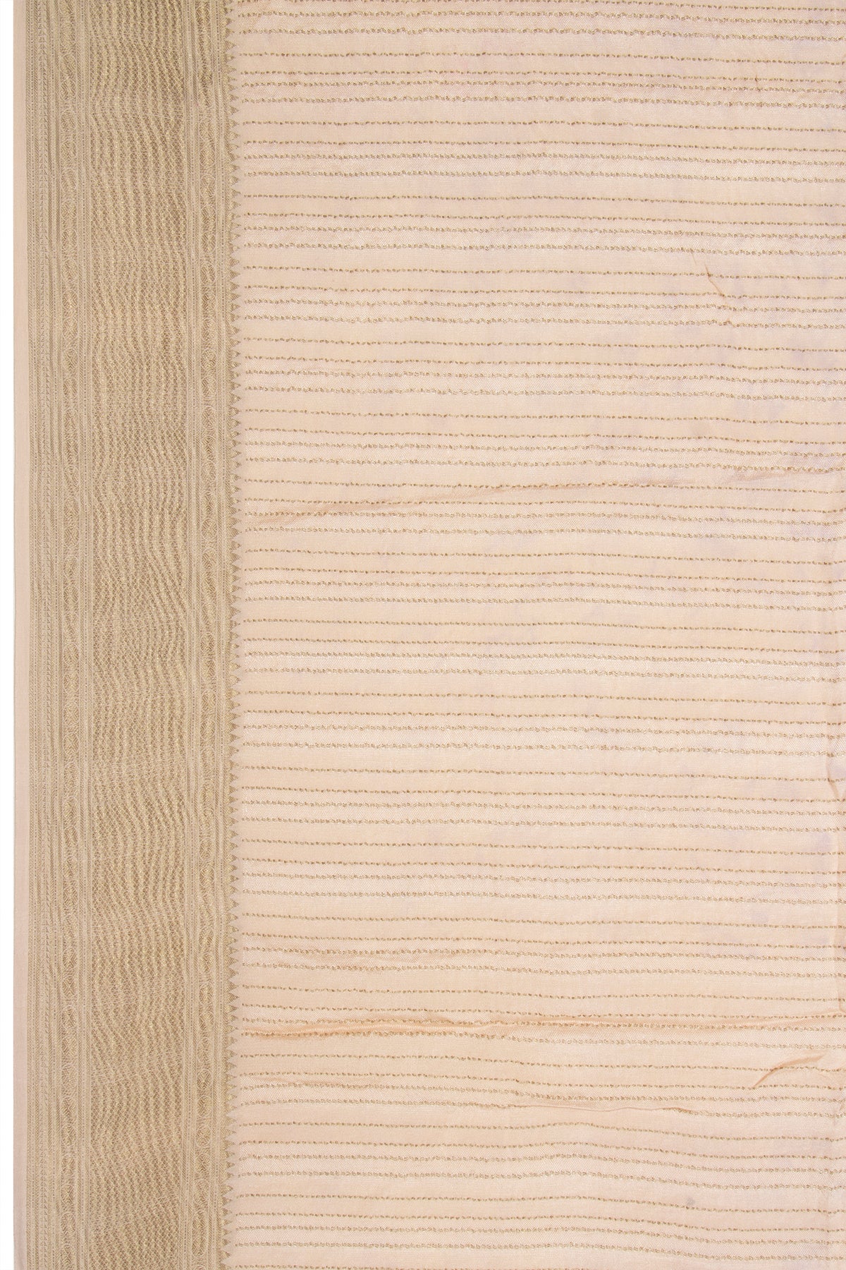 Georgette Vertical Lines Cream Saree With Bandhani Pallu