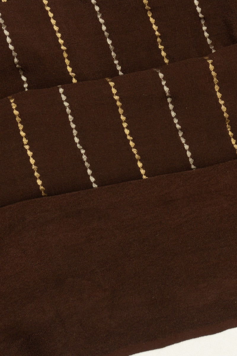 Georgette Vertical Lines Coffee Brown Saree With Bandhani Pallu
