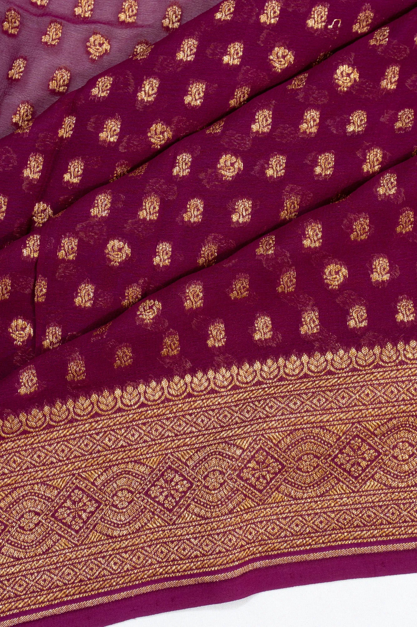 Banarasi Georgette Brocade Purple Saree