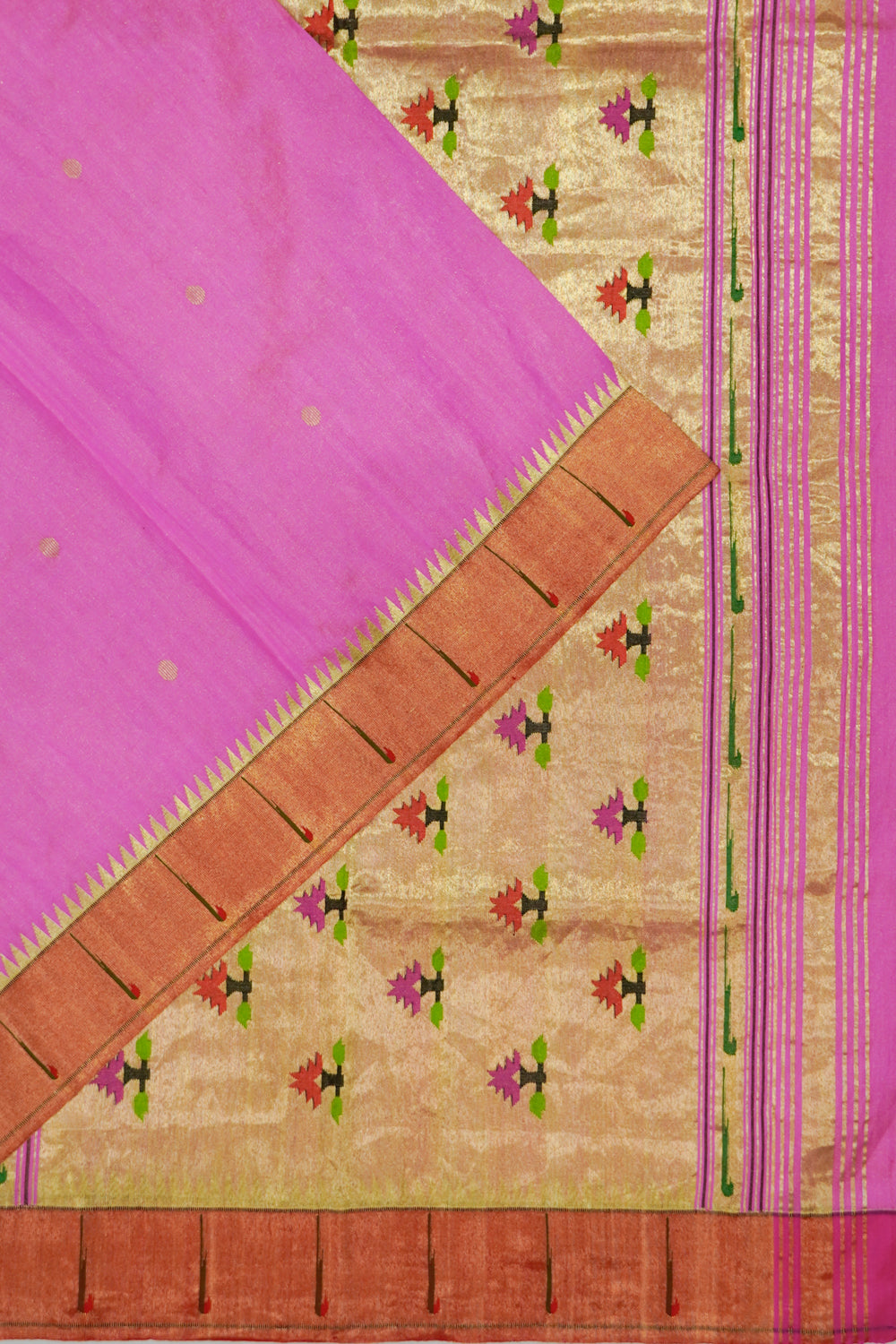 Paithani Silk Tissue Butta Magenta Pink Saree