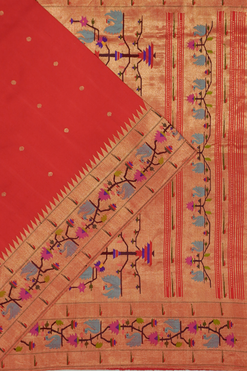 Paithani Silk Butta Red Saree