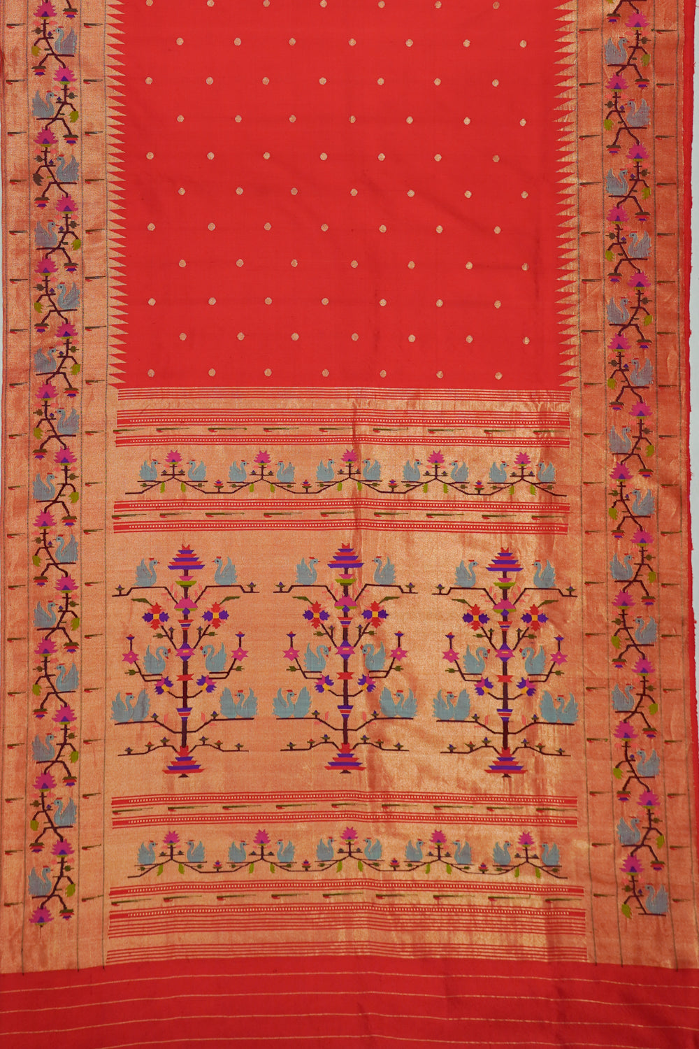 Paithani Silk Butta Red Saree