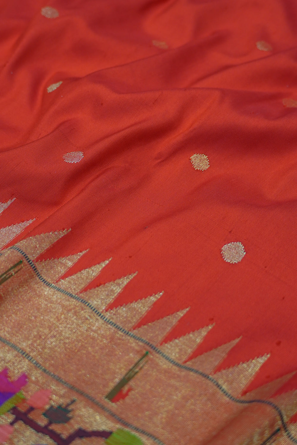 Paithani Silk Butta Red Saree