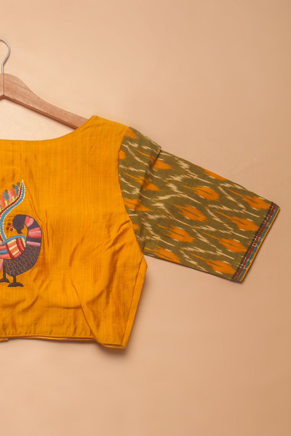 Tussar Plain Readymade Mustard Yellow Blouse