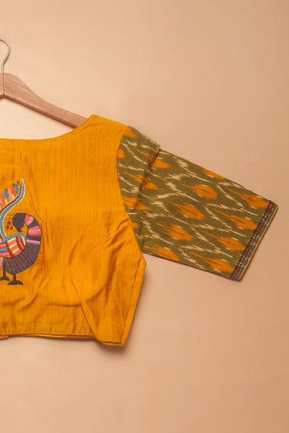 Tussar Plain Readymade Mustard Yellow Blouse