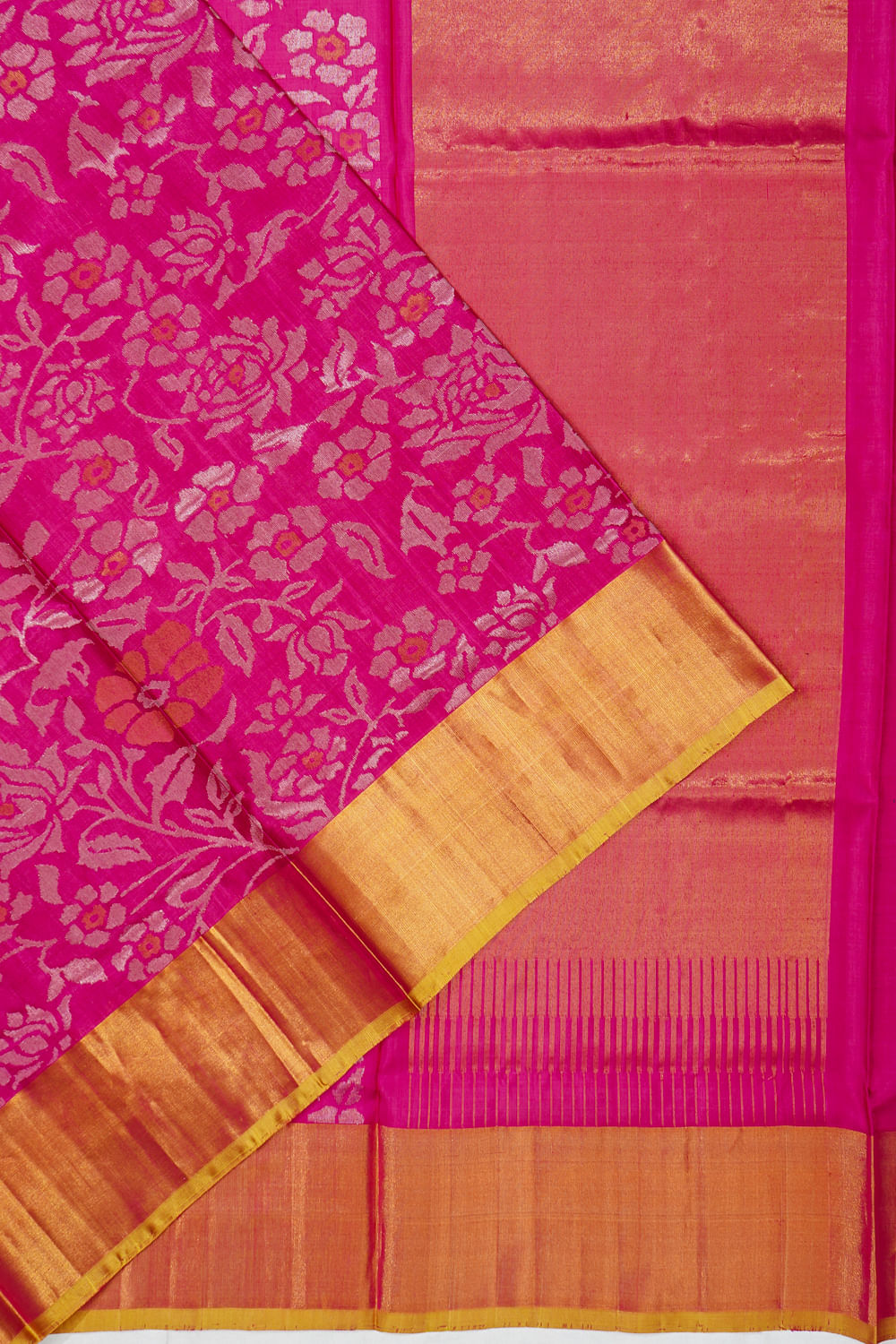 Uppada Silk All Over Jamdani Rani Pink Saree