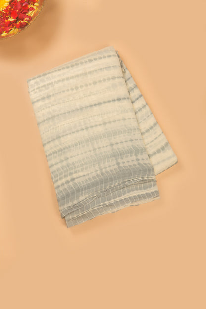 Chanderi Cotton Batik Printed White Saree